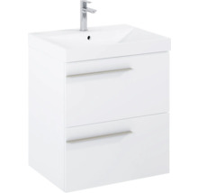 Waschtischunterschrank mit zwei Schubladen und einem Waschbecken mit Armatur