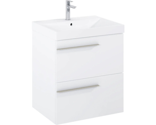 Waschtischunterschrank mit zwei Schubladen und einem Waschbecken mit Armatur