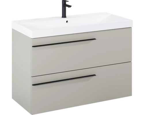 Waschtischunterschrank mit zwei Schubladen und Aufsatzwaschbecken