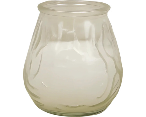 Bistroglas Duftkerze Citronella Ø 9 cm x H 10 cm weiß Glasbehälter mit floralem Dekor
