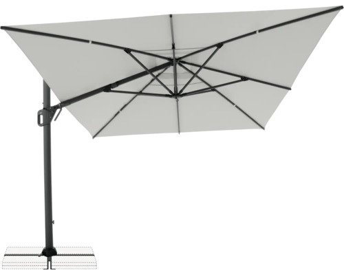 Freiarm-Sonnenschirm mit quadratischer Form und Schirmständer