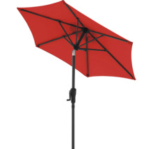 Roter Gartenschirm mit Kurbelmechanismus