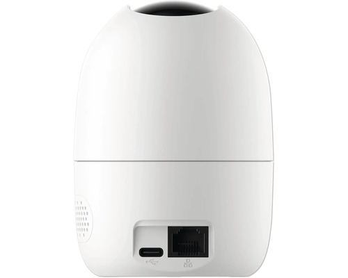 Rückansicht einer Überwachungskamera mit USB- und Ethernet-Anschlüssen