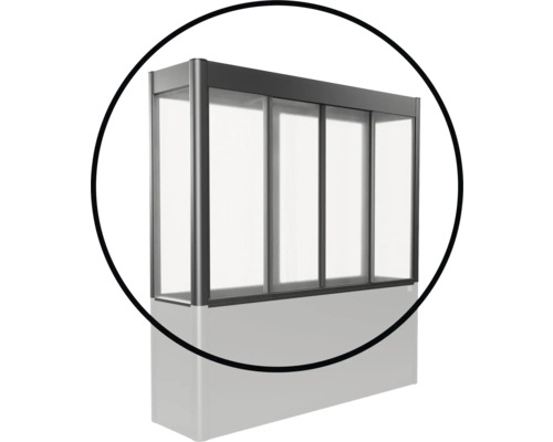 Balkonverglasungssystem mit Aluminiumrahmen und transparenten Paneelen