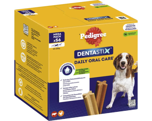Pedigree Dentastix Daily Oral Care für Hunde, Mega Packung mit 56 Stück, 10 bis 25 Kilogramm