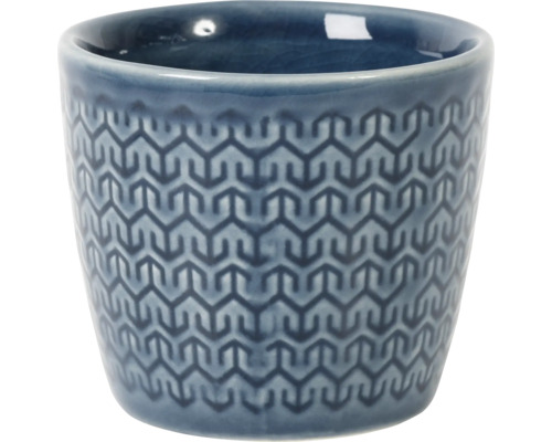 Blauer Blumentopf mit Muster