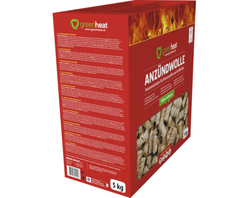 Greenheat Anzündwolle Feueranzünder für Brennstoffe und Grillkohle, 5 Kilogramm