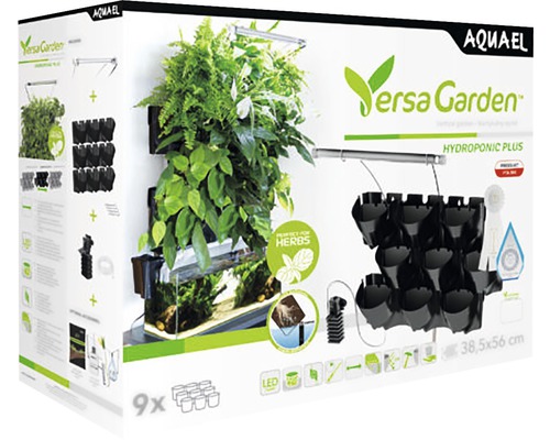 AQUAEL Wall Module Versa Garden Hydroponic Plus, Vertikaler Garten, inkl LED Beleuchtung, Töpfe, Pumpe und hydroponischem Substrat Aquael Versa Garden Hydroponic Plus vertikaler Garten mit Kräutern, inklusive LED