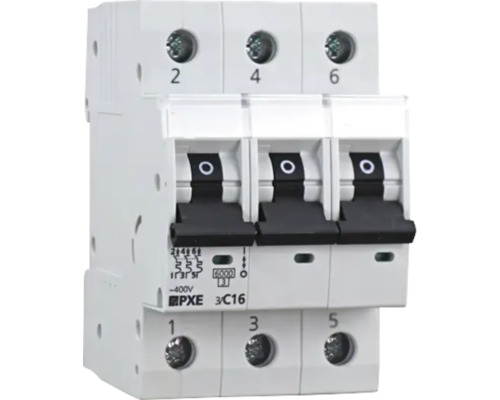 Leitungsschutzschalter e2 PXE LS-Schalter 3p C16A, 1 Stück Dreipoliger Leitungsschutzschalter