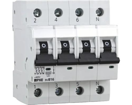 Dreipoliger Leitungsschutzschalter B16 für die elektrische Installation