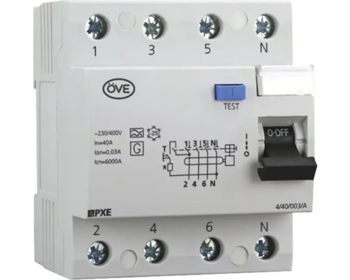 Fehlerstromschutzschalter mit Testtaste und Schalter