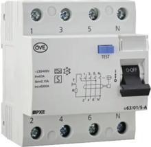 Fehlerstromschutzschalter mit Testtaste und Ein-Aus-Schalter