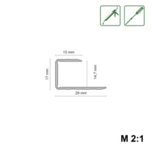 Technische Zeichnung eines Treppenkantenprofils mit Maßangaben