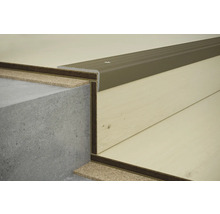 Treppenkante mit Übergangsprofil für Bodenbeläge wie Laminat