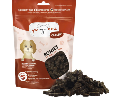 Yummeez Bonies mit Rind Hundesnacks, getreidefrei und wiederverschließbar