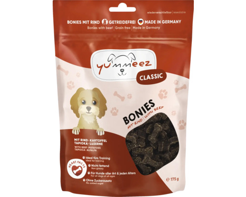Hundesnack yummeez Rind 175 g Hundeleckerli, Trainingssnack, getreidefrei, ohne Zucker Yummeez Classic Bonies mit Rind, ein getreidefreier Hundesnack aus Deutschland