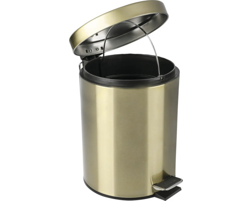 Offener goldfarbener Tretabfalleimer für den Innenbereich