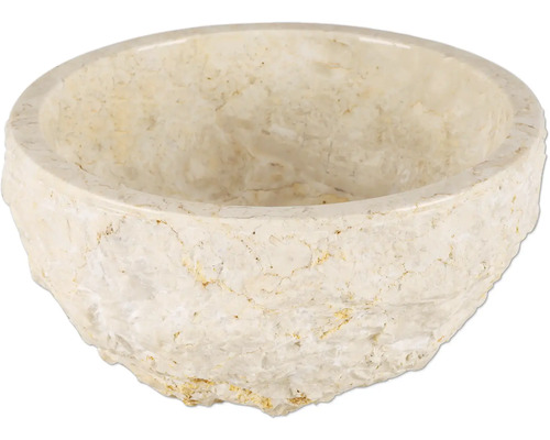 Aufsatzwaschbecken aus Naturstein Differnz Asti rund 38 cm beige matt ohne Beschichtung Waschbecken aus Naturstein