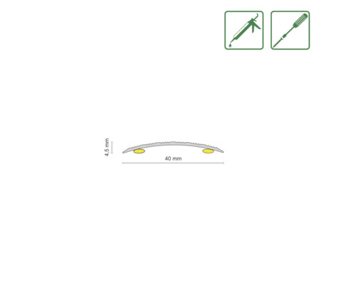 Skizze eines 40 Millimeter breiten und 4,5 Millimeter hohen Übergangsprofils