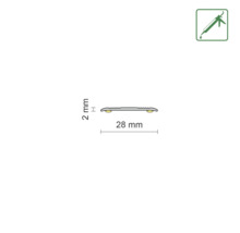 Illustration eines Profils mit den Maßen 2 Millimeter Höhe und 28 Millimeter Breite.