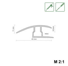 Profilschnittzeichnung mit den Maßen 11 mm Höhe, 8,5 mm Höhe und 45 mm Breite