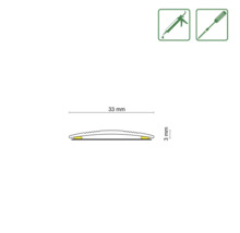 Abmessungsdarstellung eines 33 mm breiten und 3 mm hohen Profils
