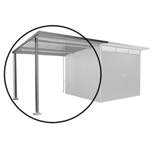 Metallcarport mit Flachdach an einem Gebäude