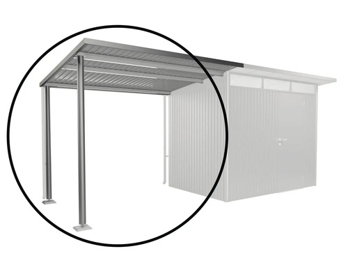 Carport aus Metall mit Säulen zur Montage an ein Gebäude