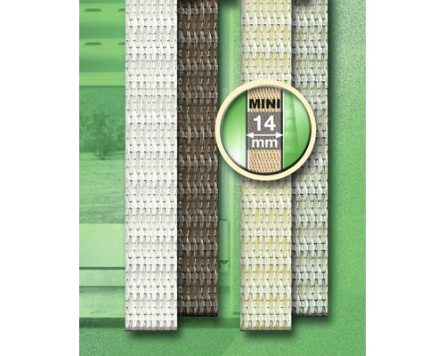 Verschiedene farbige Mini Sichtschutzstreifen mit 14 mm Breite