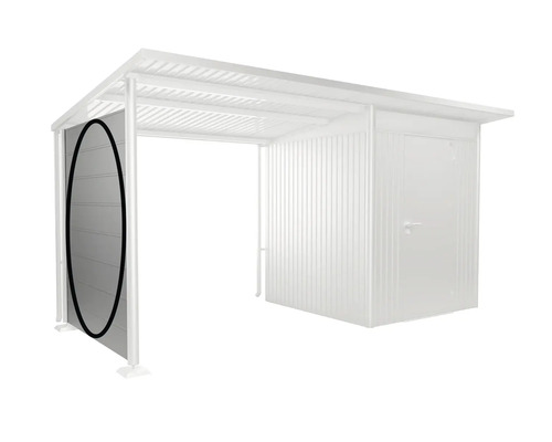 Geräteschuppen mit Seitenwand zur Aufbewahrung von Gartengeräten und Werkzeugen