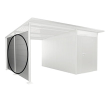 Metallgerätehaus mit seitlicher Anbauwand