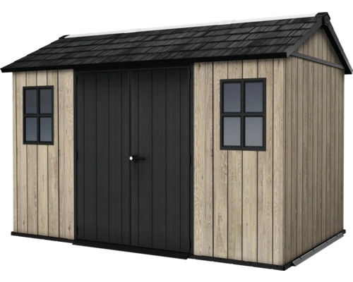 Gerätehaus mit Doppeltür und zwei Fenstern