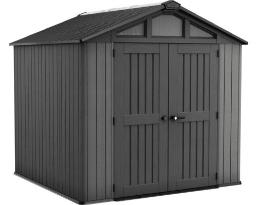 Geräteschuppen aus Kunststoff mit Doppeltür und Dach