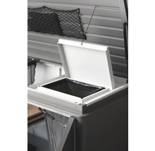 Mülltrennsystem für den Aussenbereich mit geöffnetem Deckel und Müllbeutel