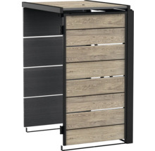 Mülltonnenbox mit zwei Türen aus Holz und Metall