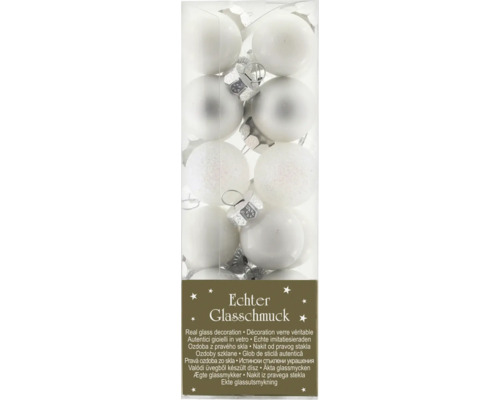 Christbaumkugeln Glas Ø 2cm 24 Stück weiß Packung mit Christbaumkugeln aus Glas