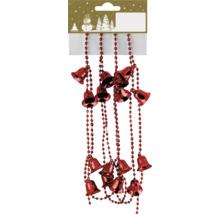 Weihnachtsbaumschmuck mit roten Glocken und Perlenkette