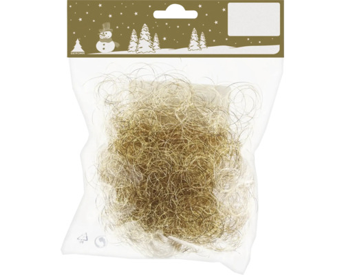 Weihnachtsdeko Engelshaar 20 g Kunststoff gold Lametta in einer Verpackung