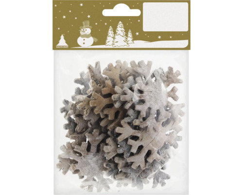 Weihnachtsdekoration Schneeflocken aus Rinde Holz naturbelassen 16 Stück Verpackung mit Holzschneeflocken zur Dekoration