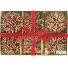 Geschenkpackung mit sechzehn Strohsternen und Schleife