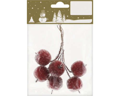 Dekomaterial geeiste Äpfel mit Draht 6 Stück Dekorative Beeren in Verpackung für Weihnachtsdekoration