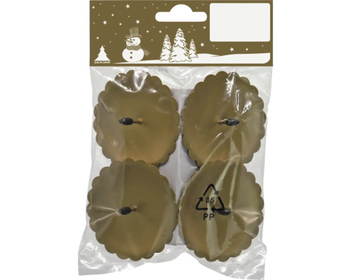 Kerzenhalter aus Metall Blume Ø 7 cm 4er Pack gold Kerzenhalter für Weihnachtspyramiden, Viererpack