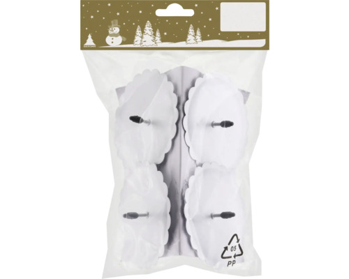 Kerzenhalter aus Metall Blume Ø 7 cm 4er Pack silber Verpackung mit vier Saugnäpfen mit Haken