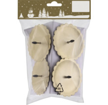 Vier Kerzenhalter aus Metall in einer Verpackung