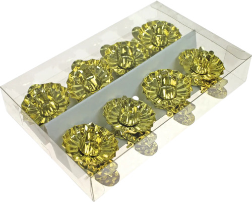 Kerzenhalter Metall Ø 4 cm H 3 cm gold 8 Stück Verpackung goldfarbener Teelichthalter