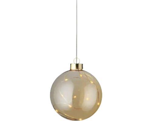 Weihnachtsdeko Lumineo LED Kugel Ø 10 cm 10 mico-LEDs warmweis assorti Dekorative Weihnachtskugel mit LED-Lichtern zum Aufhängen