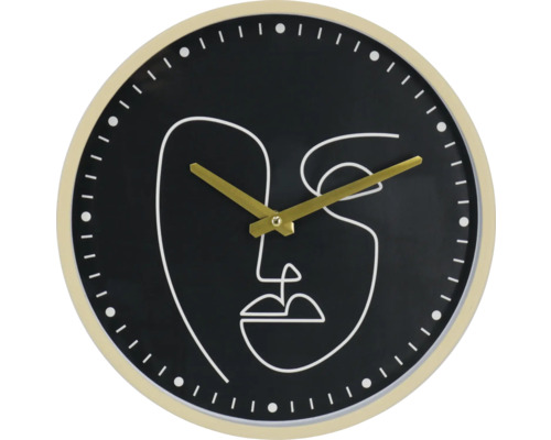Wanduhr Line Art schwarz Ø 30 cm Wanduhr mit abstraktem Gesichtsmuster