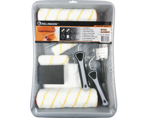 Rollingdog Malerset, 10-teilig, inklusive Farbroller, Pinsel und Farbwanne