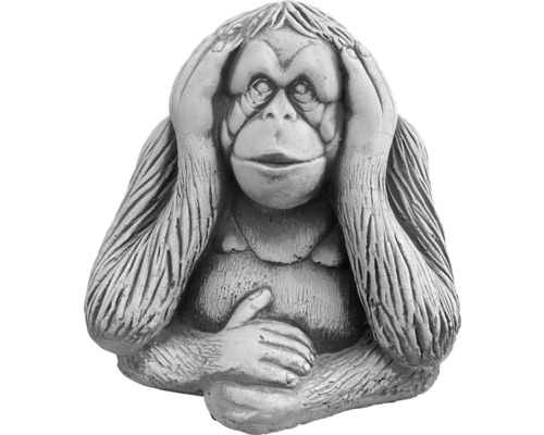 Gartenfigur Affe hält sich die Ohren zu