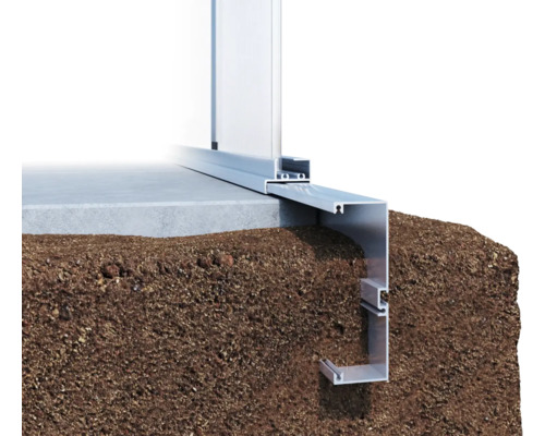 Detailansicht einer Aluminiumkonstruktion im Boden